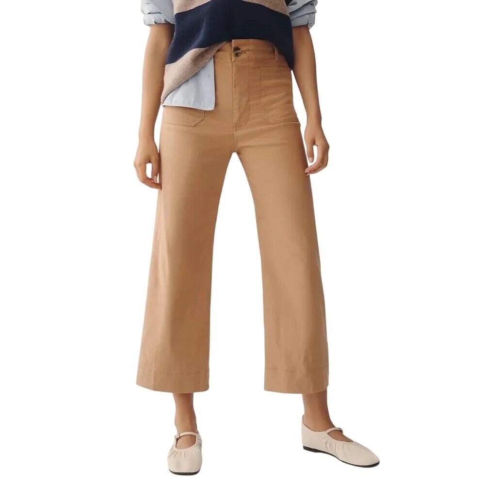 Anthropologie Maeve Colette Linen Blend Culottes Beige Tan Size 27